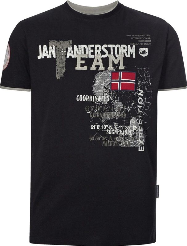 Jan Vanderstorm - Shirt 'Sölve' - Rood/Zwart/Wit - T-shirt
