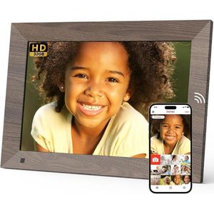 ApexArte® Digitale Fotolijst met Wifi - Fotolijsten - Frameo App - HD Kwaliteit - Donkerbruin