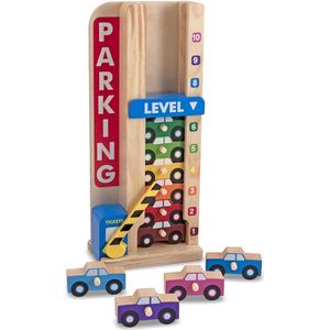 Melissa & Doug Houten stapelgarage met 10 auto's om te stapelen en tellen