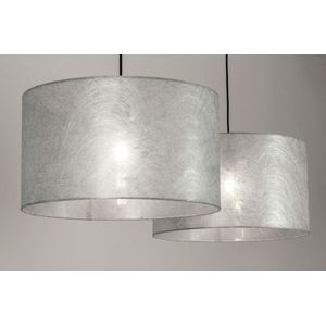 Lumidora Hanglamp 30859 - SHANNON - 2 Lichts - E27 - Zwart - Zilvergrijs - Zilver -oud zilver - Metaal