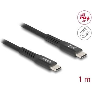 Delock USB 2.0 Cable USB Type-C™ male to male with magnetic textile jacket PD 3.0 60 W 1 m