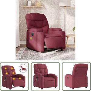 vidaXL Elektrische Massagestoel - Massagestoel - Massagestoel elektrisch verstelbaar stof wijnrood - Lounge Stoel - Relaxstoel - Ergonomische Stoel