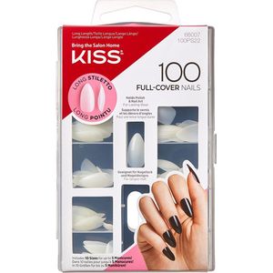 Kiss Gellak 100 Full Cover Nails - Kunstnagels - 100 stuks - Nepnagels - Doorzichtig - Lang stiletto