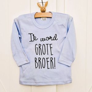 Shirt Aankondiging zwangerschap Ik word grote broer | lange mouw | licht blauw maat 74 zwangerschap aankondiging bekendmaking Baby big bro brother