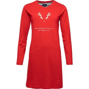 Happy Shorts Dames Kerst Pyjama Nachthemd Rood - Maat L | big shirt | slaaphemd