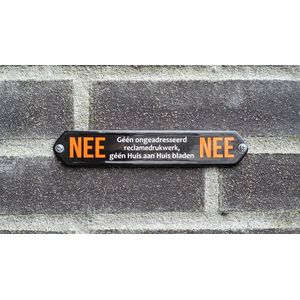Nee/nee - emaille brievenbus bordje - in kleur - geen reclame