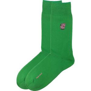Magic Socks - Herensokken - Groene sokken met varkentje borduursel - Zacht en Ademend