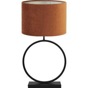 Light & Living Tafellamp Liva/Velours - Zwart/Terra - Ø40x78,5cm -