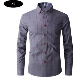 Bovista Overhemd Heren - Volwassenen - Lange Mouwen - Strijkvrij - Lange Mouw - Grijs - Maat XS