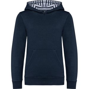 Kariban Unisex kindersweater met contrasterende capuchon met motief K4014 - Navy / Mariniere - 10/12 Y (10/12 ans)