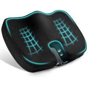 Orthopedisch Zitkussen - Ergonomische Zitkussen - Geheugenschuim Orthopedisch Zitkussen voor Bureaustoel, Rolstoel, Autozitje, Stuitje, Ischias, Aambeien, Rugpijnverlichting