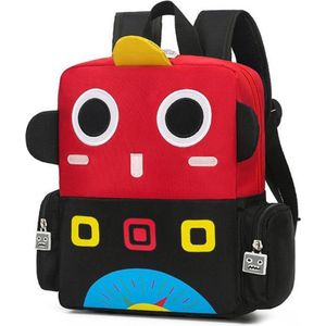 Schoolrugzak - Rugzak - Animatierobot - Voor kinderen - Rood met Zwart - Klein: 24x20x10 cm