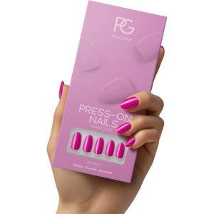 Pink Gellac Press On Nails - 368 Intense Plum - Round Medium Plaknagels - 30 Press On Nagels Met Lijm, 30 Plakstickers, Cleaner Wipe, Nagelvijl, Woodstick en Size Matcher - Snel Aan Te Brengen Plak Nagels - Voor 7-14 Dagen Mooie Nagels