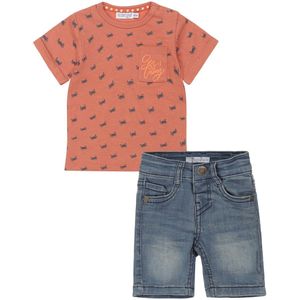 Dirkje - Kledingset - 2delig - Blue Jeans - Shirt Rust met krabbetjes - Maat 86