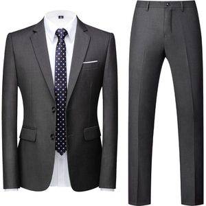 Allthemen Tweedelig Herenpak - Twee knoops Middenspleet Slim Fit - Zakelijke en Avondkleding - S