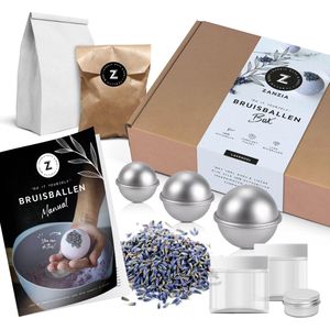 Zanzia®️ 9-delige Lavendel DIY Bruisballen Maken Set - Voor Bad - Luxe Pakket - Origineel Cadeau - 100% Natuurlijke Ingrediënten