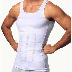 Corrigerend Hemd voor Mannen - Wit - Small - Shapewear voor mannen - Buik verbergen - Mannenhemd - Men shape wear - CHPN