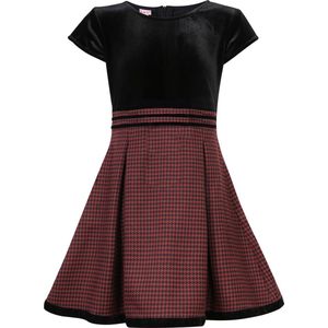 La V  Feestelijke jurk met pied-de-poule dessin -Aubergine 134