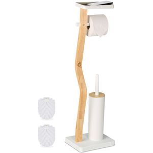 toiletbutler - wc-rolhouder - wc-borstel en houder - met plankje - staand - wit