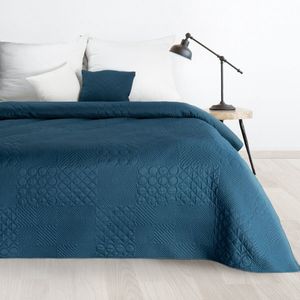 Oneiro’s luxe BONI Type 5 Beddensprei Blauw - 220x240 cm – bedsprei 2 persoons - beige – beddengoed – slaapkamer – spreien – dekens – wonen – slapen