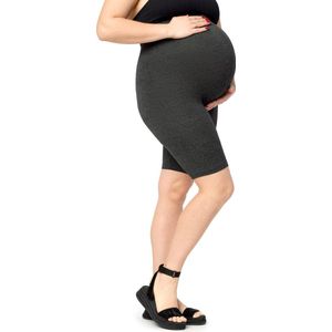 Be Mammy Dames Leggings - Zwangerschapskleding - Grote maten - Korte - Katoen - DonkerMelange - 4XL - MS-MS10-462-LE