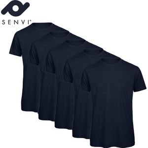 Senvi 5 pack T-Shirt -100% biologisch katoen - Kleur: Blauw - 3XL