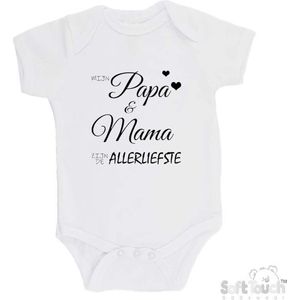 100% katoenen Romper ""Mijn papa & mama zijn de allerliefste"" Unisex Katoen Wit/zwart 56/62