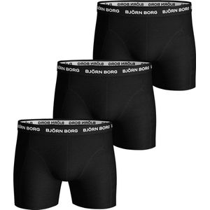 Bjorn Borg Solid Essential Heren Boxershort-3P-Zwart-Maat XL