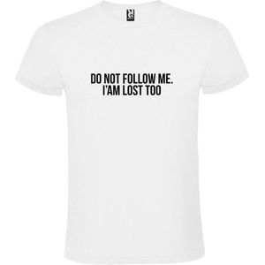 Wit  T shirt met  print van ""Do not follow me. I am lost too. "" print Zwart size XS