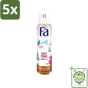 5 x Fa - Deospray - Winter Splashes - 48 uur Bescherming - Frozen Raspberry - Verfrissend & Fruitig - 150 ml - Grootverpakking - 48 Uur Bescherming - Deodorant - Antitranspirant - Frambozen Geur - Verfrissend