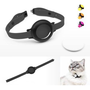 Kattenhalsband Nemo voor de AirTag*, veilig, licht, comfortabel, halsband voor katten met veiligheidssluiting, compatibel met de Apple AirTag, siliconen band, zwart