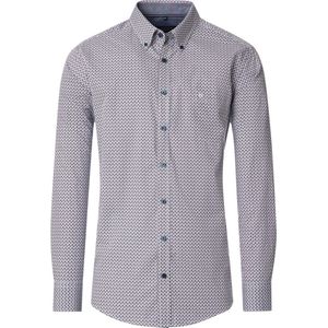 CASA MODA - Sport Casual Fit - Overhemd - Wit met Blauw en Rood Dessin - Popeline