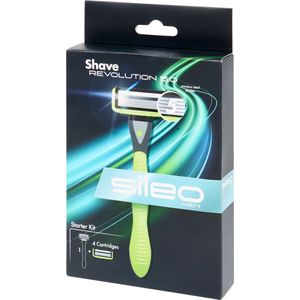 Shave Revolution - Stainless steel blades - Scheermes - Mannelijke verzorging - Starter kit - 4 Cartridges