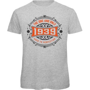 1939 The One And Only | Feest Kado T-Shirt Heren - Dames | Antraciet - Oranje | Perfect Verjaardag Cadeau Shirt | Grappige Spreuken - Zinnen - Teksten | Maat XXL