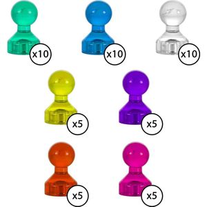 Kleurrijke Kegelvormige Magneten voor Whiteboard, 50x (11 x 17mm) Sterke Magneten voor Koelkast en Magneetbord, incl. Opbergdoosje
