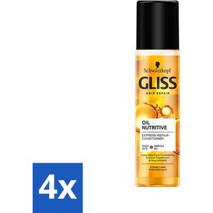4 x Gliss - Hair Repair - Anti-Klitspray - Oil Nutritive - Makkelijk Doorkambaar Haar - 200 ml - Haarspray - Anti-klit Spray - Haarverzorging - Droog Haar - Gespleten Punten