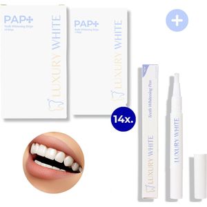 Luxury White – Smile Combo – Whitening Strips & Whitening Pen – Tandenblekers – Witte Tanden Bleken – Teeth Whitening Kit – Bleek Strips & Tandenbleek Pen – Cresting Formula – Tandenbleekset – luxurywhite – Whitestrips – Pure Ingrediënten – Luxe