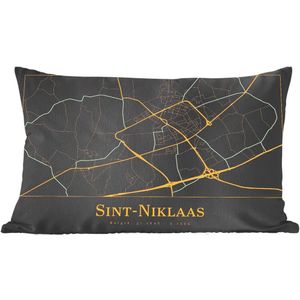 Sierkussen - Kaart Sint-niklaas België - Goud - 30 Cm X 50 Cm