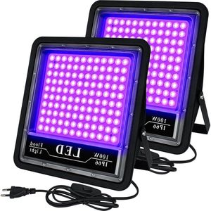 100W UV zwart licht Spotlight 395-405nmLED zwart licht lamp IP66 waterdicht - UV vloedlicht voor partij GLOW fluorescerend schilderij - lichaamsschildering Halloween