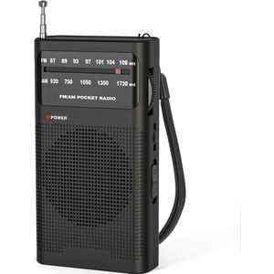 Transistor Radio Op Batterijen - Transistor Radio - Draagbare AM/FM-Zakradio - Transister Radio Op Batterijen - Noodradio - Radio Op Batterijen - Draagbare Radio - Noodpakket - Radio Op Batterijen Voor Rampen - Zwart