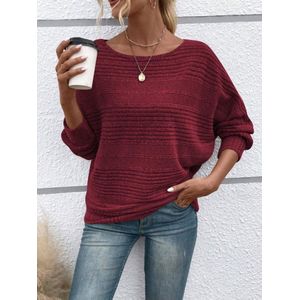 Dames effen ronde hals sweatshirt met vleermuismouwen, casual