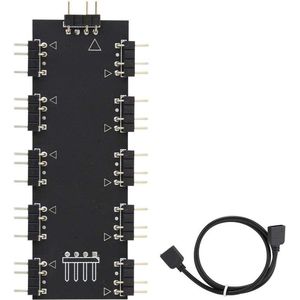 HTML Content Needed - 10-Channel RGB Hub with AURA Sync - Horizontal Pin Design - Motherboard RGB Fan Extension Cable (5V 3-Pin) .