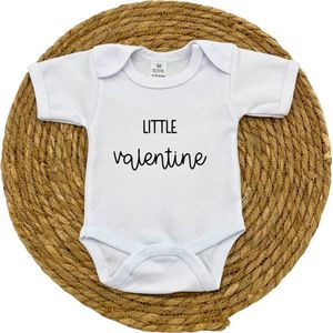 Romper | Little valentine - baby - newborn - grappig - tekst - zwanger - zwangerschap - valentijn - Valentijnsdag - 14 februari - zwangerschapsaankondiging | wit | maat 68