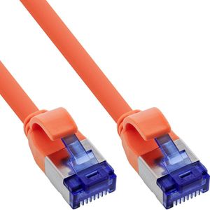 InLine® Patch cable slim, Cat.6A, S/FTP, TPE (LSZH) flexible, PoE, orange, 1m