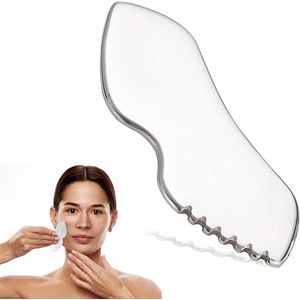 Gua Sha Steen - Rvs Gua Sha Set - Geschikt voor Vrouwen en Mannen - Huidverzorging (Zilver)