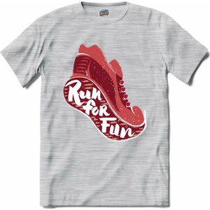 Run For Fun | Hardlopen - Rennen - Sporten - T-Shirt - Unisex - Donker Grijs - Gemêleerd - Maat XL