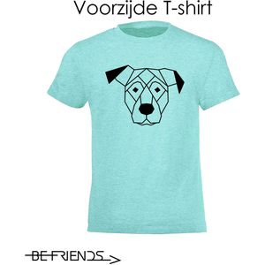 Be Friends T-Shirt - Hond - Kinderen - Mint groen - Maat 1-2 jaar