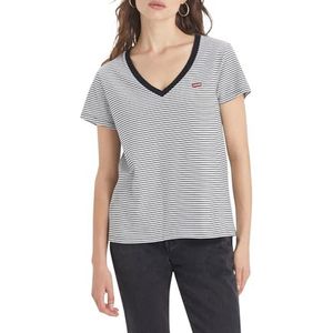 Levi's Perfect V-Neck T-Shirt Women, Annalise Stripe Cloud Dancer