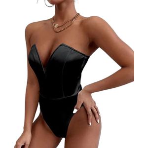 Shapewear Dames - V-Hals - Corrigerend Shirt - Ondermode - Strakke taille Corset - Zwart