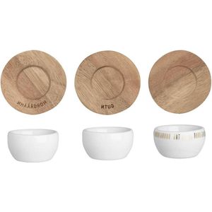 Eierdopjes met schoteltjes set van 3 met verschillende motieven - Räder Design - luxe ontbijtaccessoires